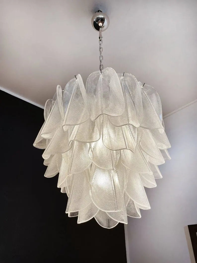 Murano Chandelier – Rondini – 41 glass leaves – Transparent