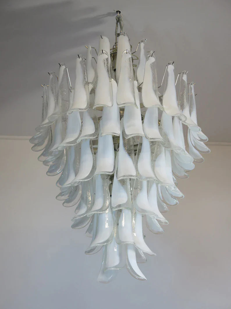 Murano Chandelier – 85 petals – White/Transparent