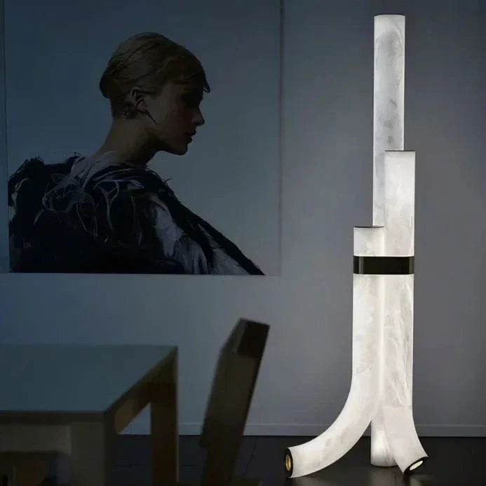 Natural Alabaster And Brass Led Floor Lamp