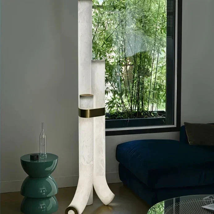 Natural Alabaster And Brass Led Floor Lamp
