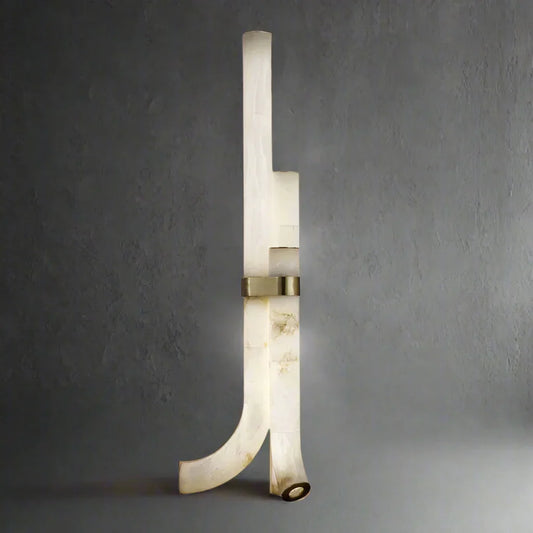 Natural Alabaster And Brass Led Floor Lamp