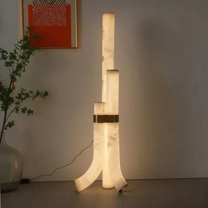Natural Alabaster And Brass Led Floor Lamp