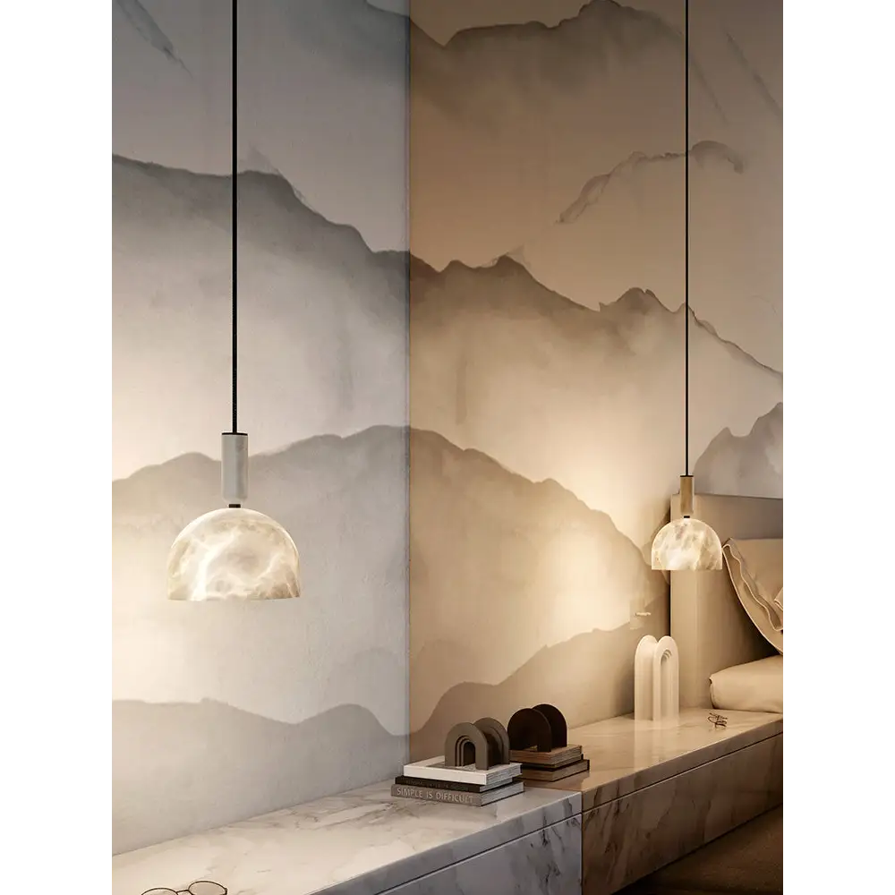 Alabaster Dome Pendant Light