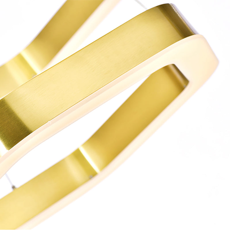 Hexagon 2-tier Golden Round Chandelier 16"+24"