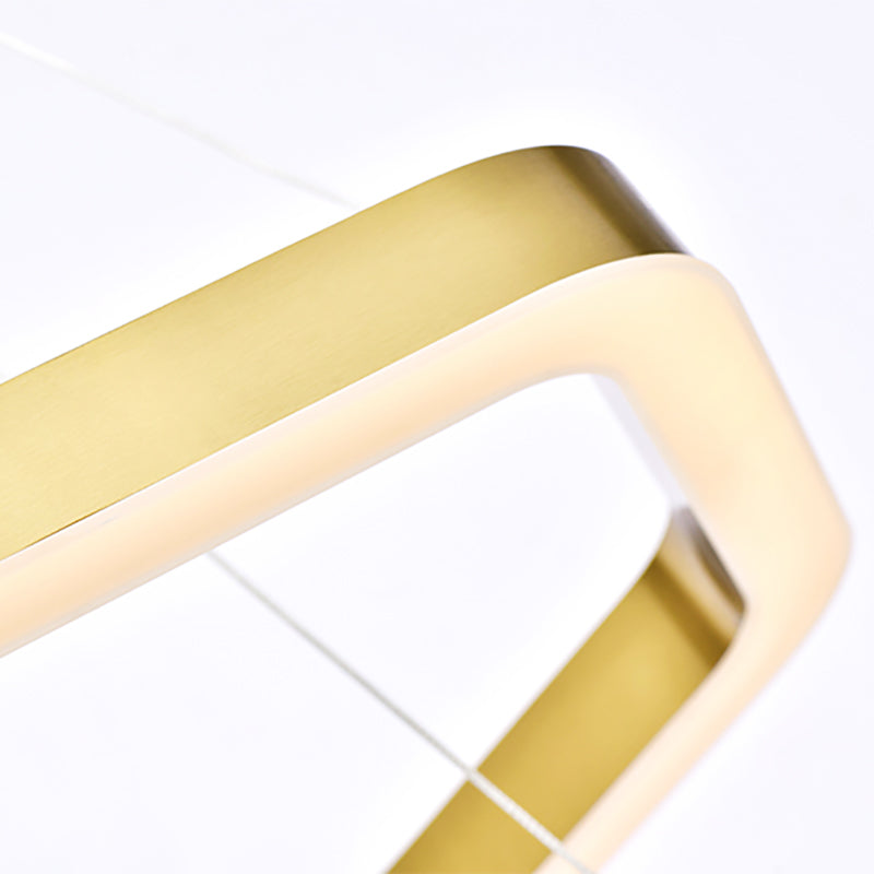 Hexagon 2-tier Golden Round Chandelier 16"+24"