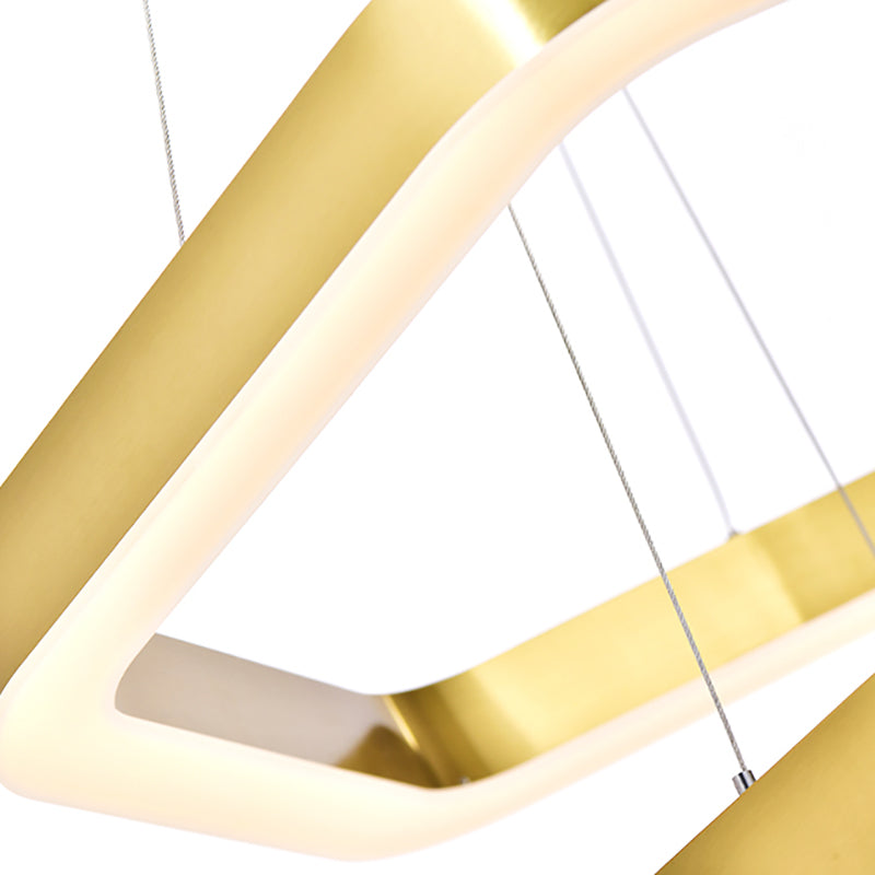 Hexagon 2-tier Golden Round Chandelier 16"+24"