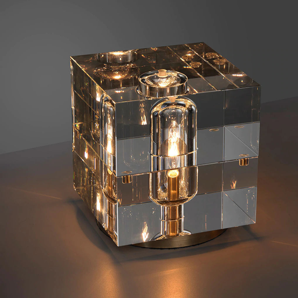 Modern Square Crystal Table Lamp 6.6″H