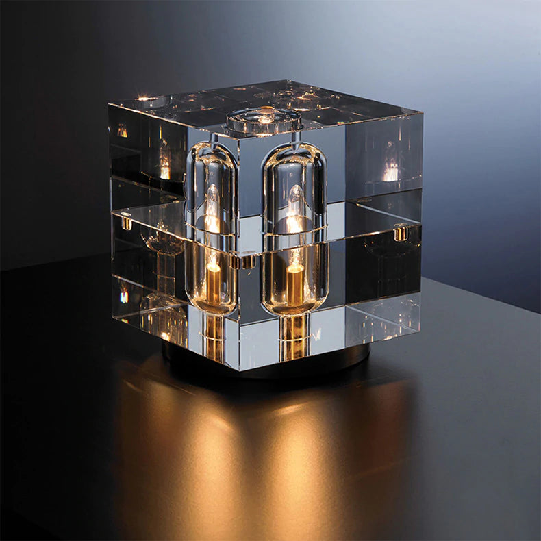 Modern Square Crystal Table Lamp 6.6″H