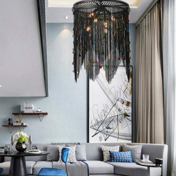 Black Chain Tassel Chandelier