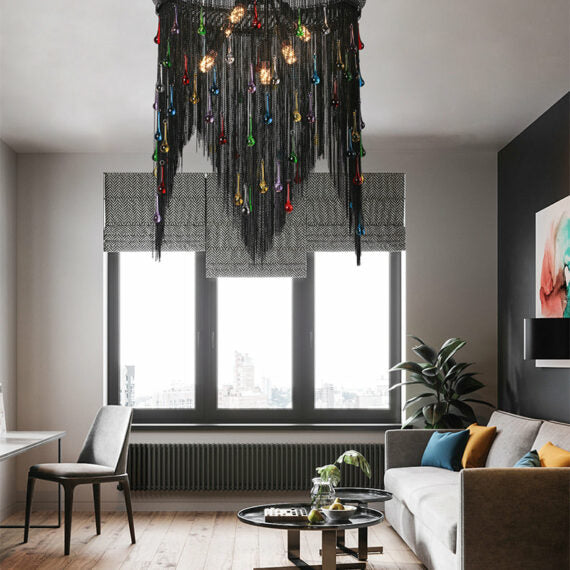 Black Chain Tassel Chandelier