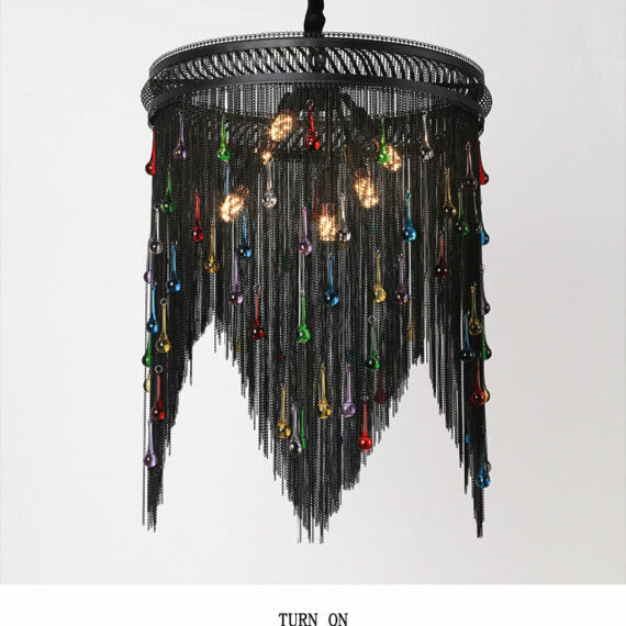 Black Chain Tassel Chandelier
