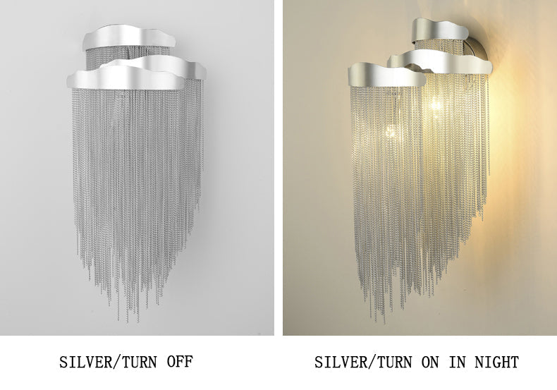 Modern 3 Lights Stacking Chain Tassel Wall Sconce