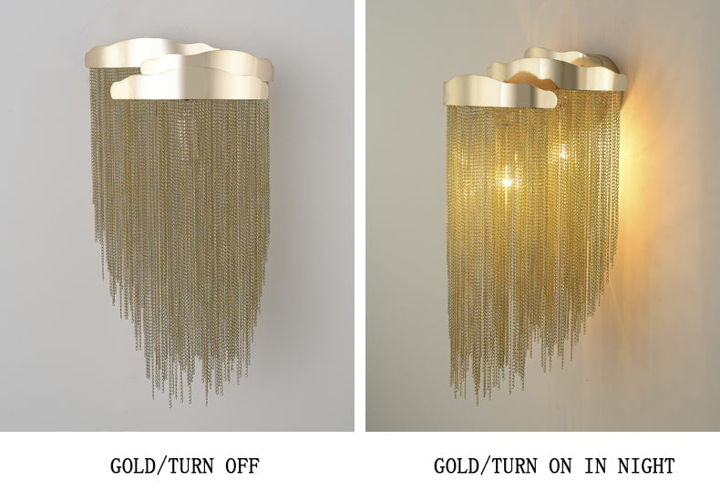 Modern 3 Lights Stacking Chain Tassel Wall Sconce