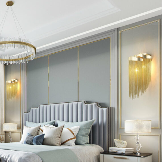 Modern 3 Lights Stacking Chain Tassel Wall Sconce