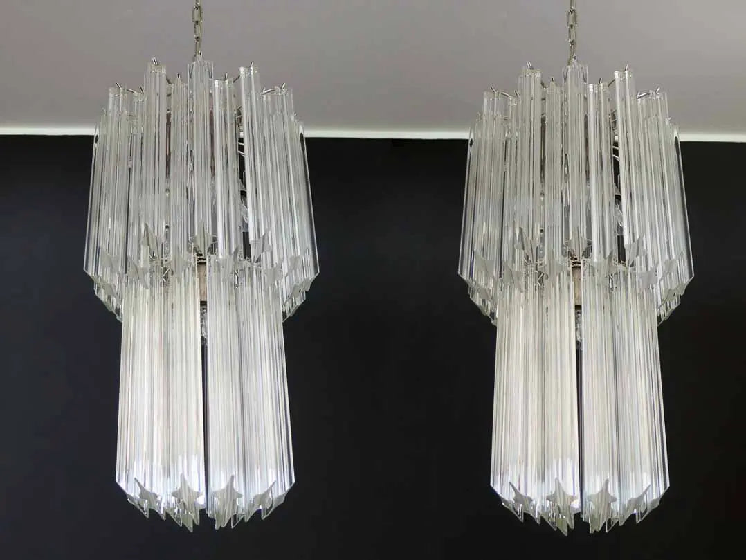Murano Chandelier – Quadriedri – 46 prisms – Transparent