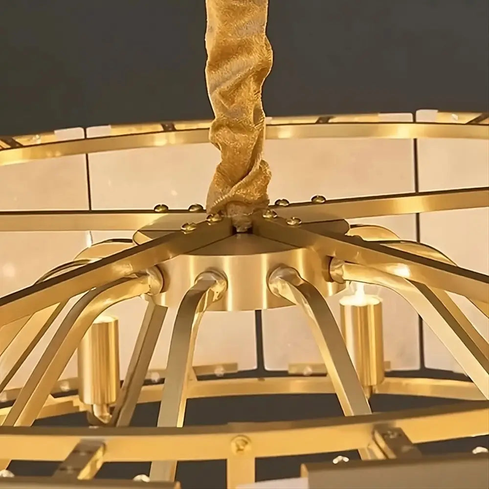 Round Alabaster Halo Chandelier