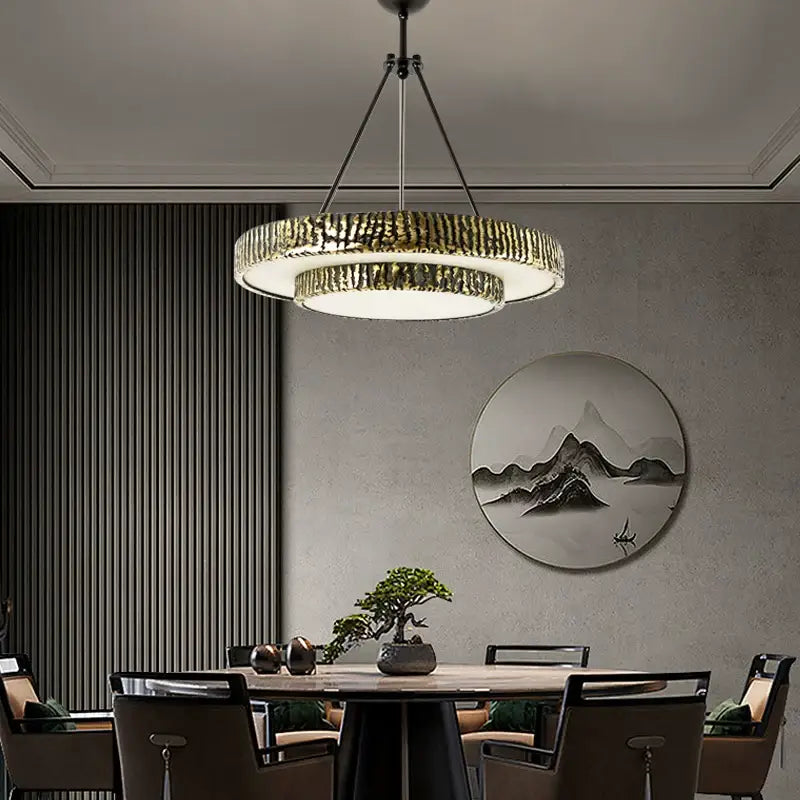 Round Vintage Alabaster Chandelier