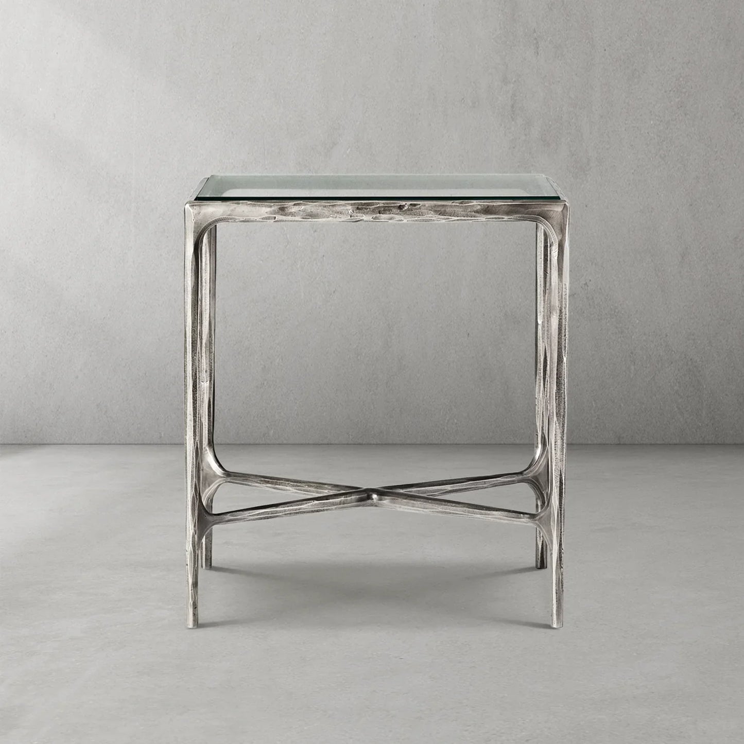 Thaddeus Glass Square Side Table 18" 22"