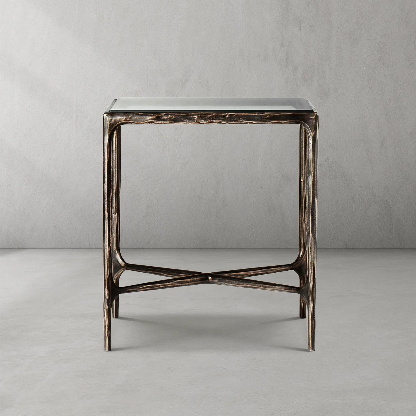 Thaddeus Glass Square Side Table 18" 22"
