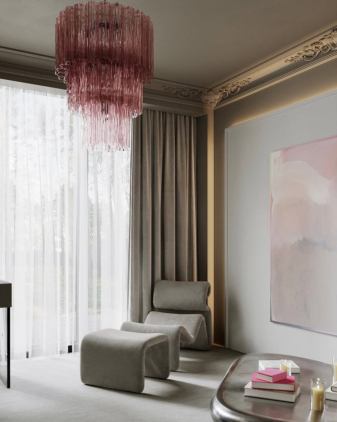 Murano Chandelier – 52 tubes – Pink